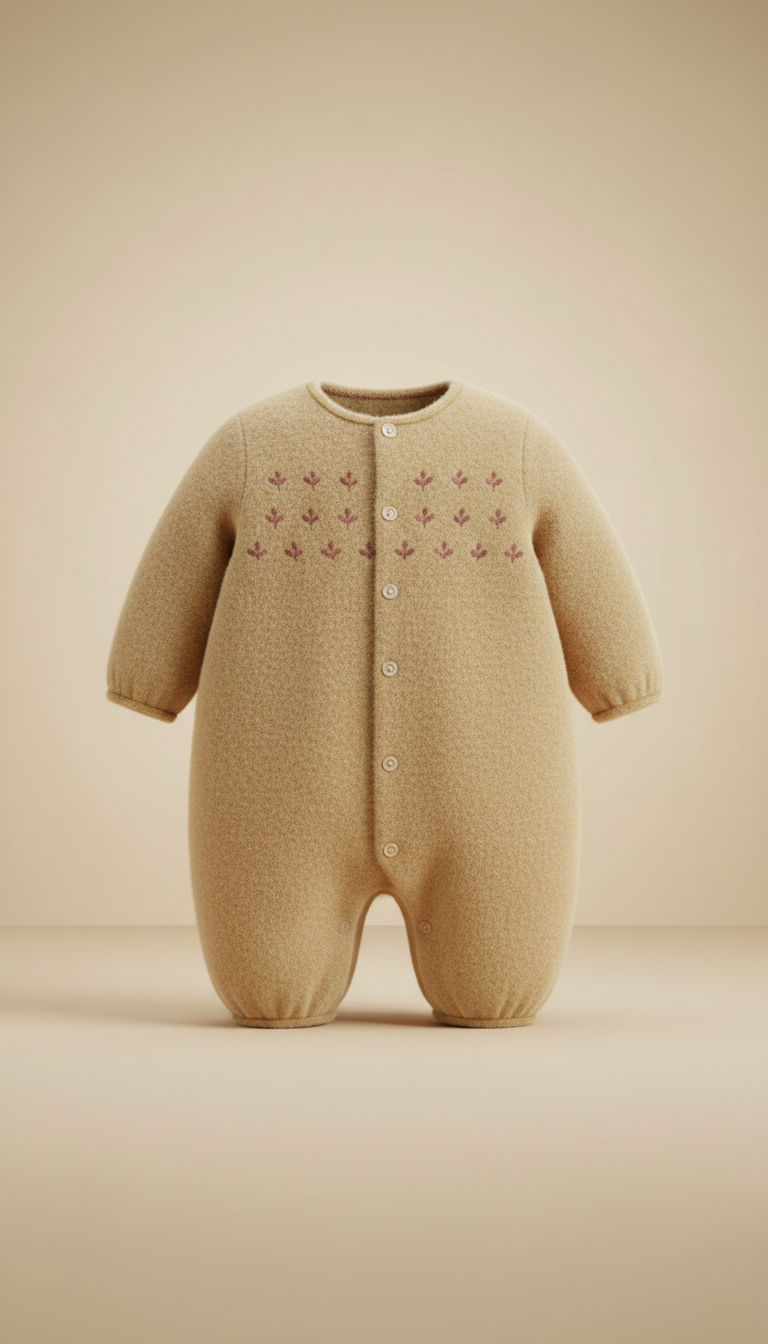 Cashmere Romper with Pony Buttons