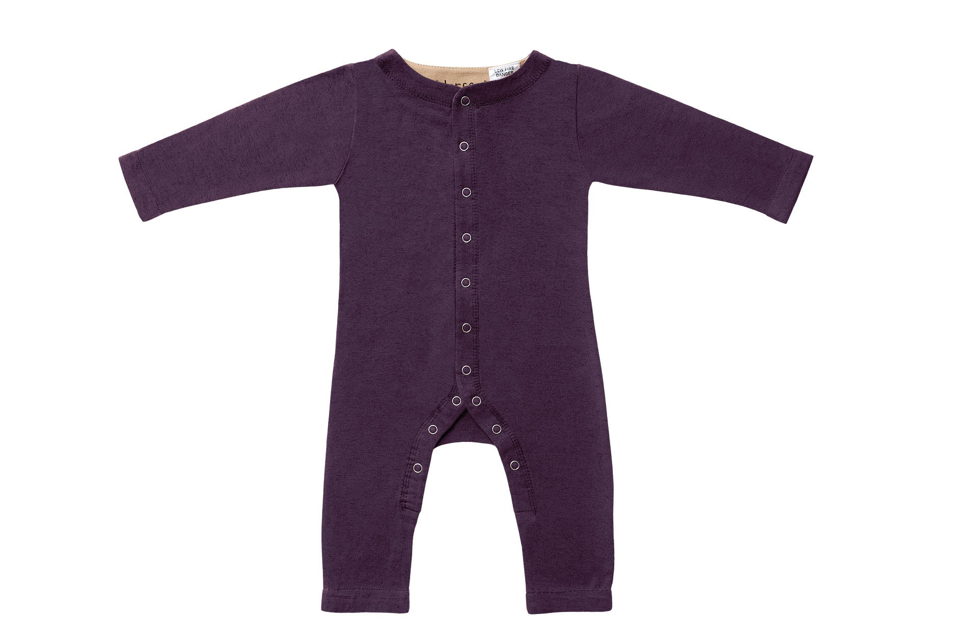 Horsey baby long suit in Heritage Carrot purple, luxury machine-washable cashmere & cotton blend, sizes 00000–0