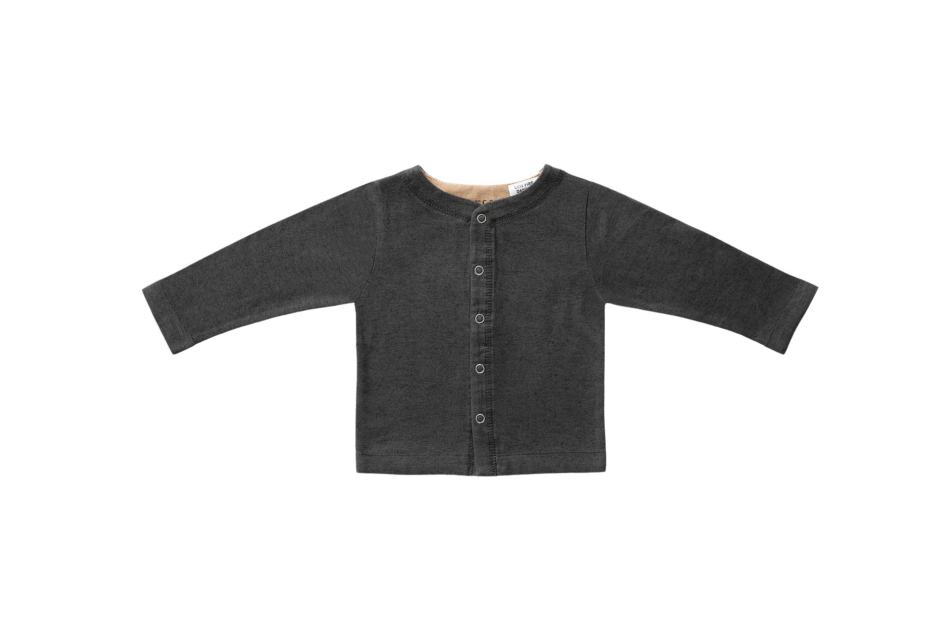 Horsey baby long sleeve top in Grey charcoal colour, luxury machine-washable cashmere & cotton blend, sizes 00000–0
