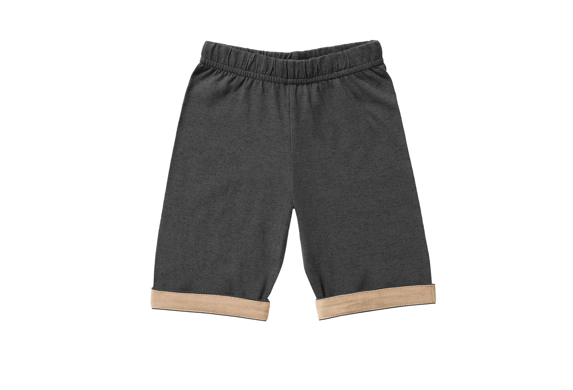 Horsey baby pants in Grey charcoal, unisex, luxury cashmere & cotton, fold cuffs back for contrast colour
